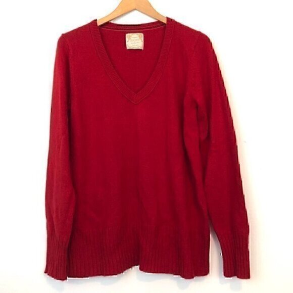 OLD NAVY MATERNITY Solid Bright Red V-Neck Acrylic LAMBS WOOL ANGORA Sweater M - Picture 1 of 5